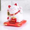 Solar Luck Cat, Cute Waving Fortune Cat for Home, Office Car Decor, Solar Powered Lucky Cat Waving Arm Set for New Business Starters (White) view 2