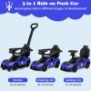 INFANS 3 in 1 Push Car for Toddlers, Licensed Maserati Baby Stroller Sliding Walking Car with Push Handle, Horn, Music, Underneath Storage, Foot-to-Floor Ride on Toys for Boys Girls (Blue) view 2
