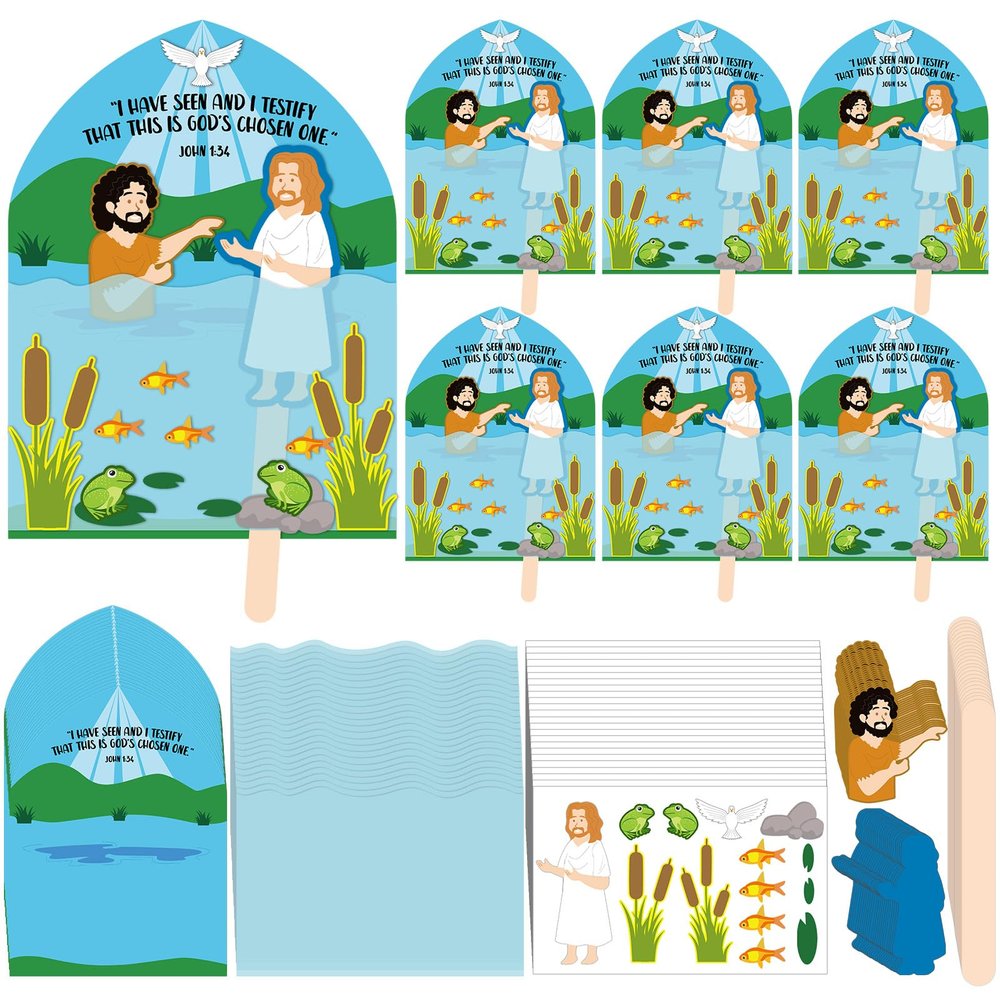 24 Pcs Baptism of Jesus Crafts for Kids Fun Home Activities 8 x 6 Inches John 1:34 Back to School Religious DIY VBS Christian Catholic Bible Crafts for Sunday School Church Classroom Gifts Supplies