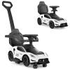 INFANS 3 in 1 Push Car for Toddlers, Licensed Maserati Baby Stroller Sliding Walking Car with Push Handle, Horn, Music, Underneath Storage, Foot-to-Floor Ride on Toys for Boys Girls (White) view 1