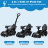 INFANS 3 in 1 Push Car for Toddlers, Licensed Maserati Baby Stroller Sliding Walking Car with Push Handle, Horn, Music, Underneath Storage, Foot-to-Floor Ride on Toys for Boys Girls (Black) view 2