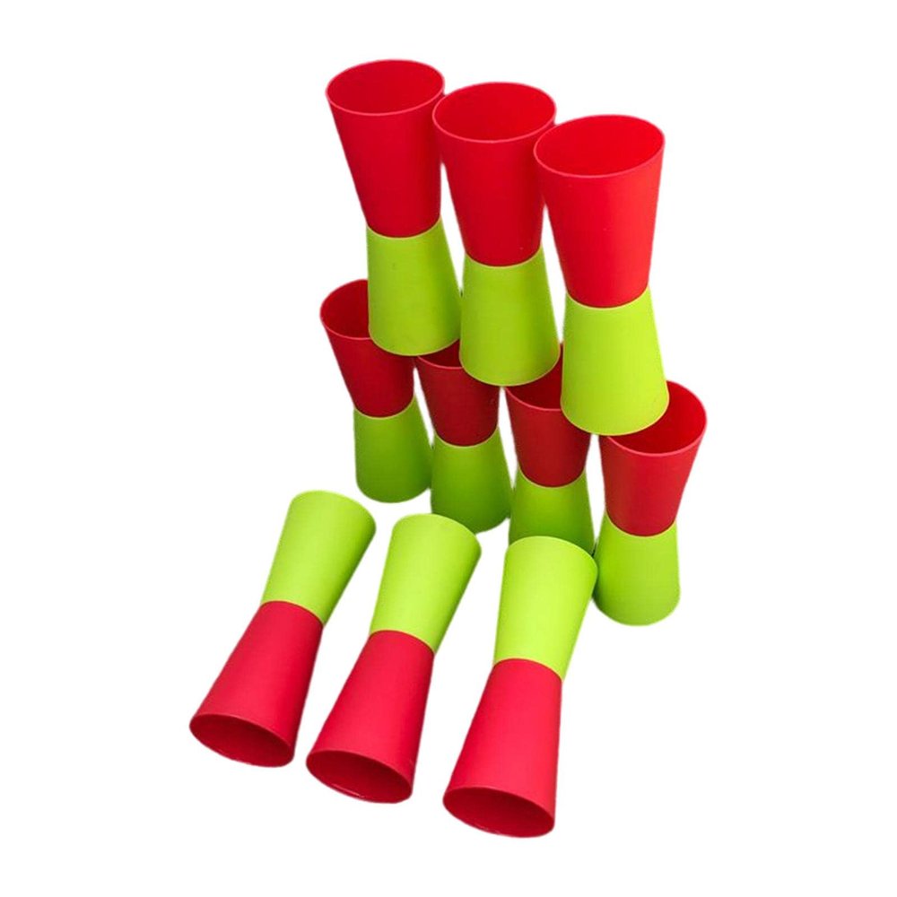 10Pcs Flip Cups Agility Training Shuttle Run Workout Exercise Aid Reversed Cups for Gym Kindergarten Basketball Activity Festive Football, Red Green