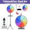 16 inch Dual Use Spinning Prize Wheel with Folding Tripod and Heavy Duty Base, Height Adjustable Wheel Spinner,10 Slots Color Tabletop and Floor Roulette Wheel,with Dry Erase Marker & Eraser& Tray view 2