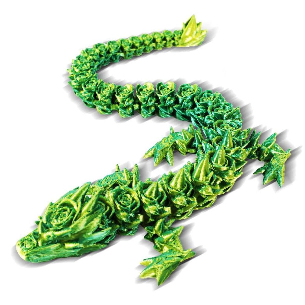 3D Printed Rose Dragon Crystal Dragon Crafts Ornament Car Ornament Indoor Toys Decoration Gift Desktop Ornament Gift for Friends (Yellow Green, 30CM/11.81IN)