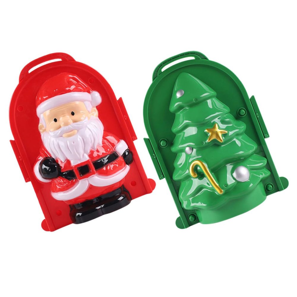 ERINGOGO 2pcs Snow Toys Maker Fun Molds for Boy Girl Christmas Tree Santa Shapes Easy to Use Keep Hands Warm for
