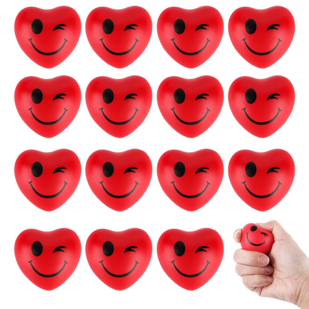 20 Pcs Heart Stress Balls Bulk Hearts Squeeze Ball for Stress Relief Faom Heart Ball Red Valentine Stress Balls for School Carnival Reward Valentine Party Bag Gift Fillers