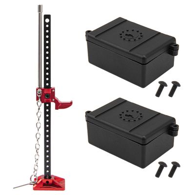 RC Receiver Waterproof Box,RC ESC Receiver Dustproof Box Protector Case & RC Metal Slideable Jack Tool Mini Lifting Jack Simulation Part