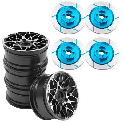 Aluminum Alloy 12mm Wheel Rim Hex Hub Brake Disc Decoration & Metal Wheel Rims RC 12mm Hex Hubs 1/10 RC Drift On-Road Racing Touring Wheel Rim