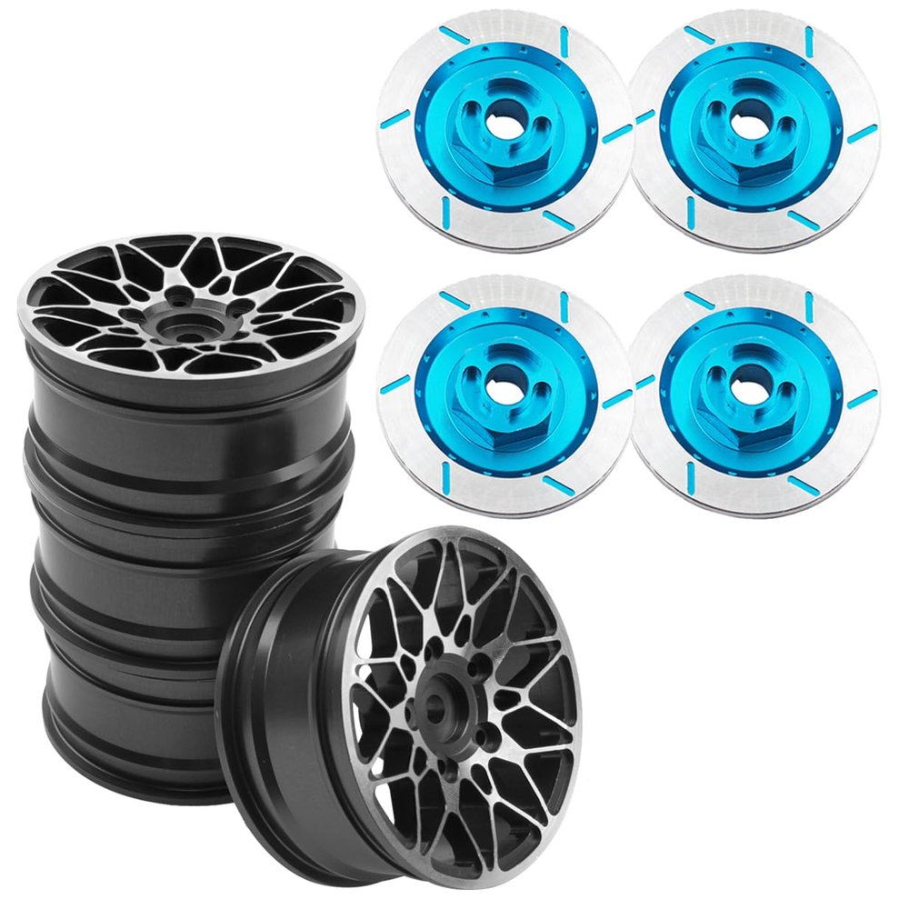 Aluminum Alloy 12mm Wheel Rim Hex Hub Brake Disc Decoration & Metal Wheel Rims RC 12mm Hex Hubs 1/10 RC Drift On-Road Racing Touring Wheel Rim