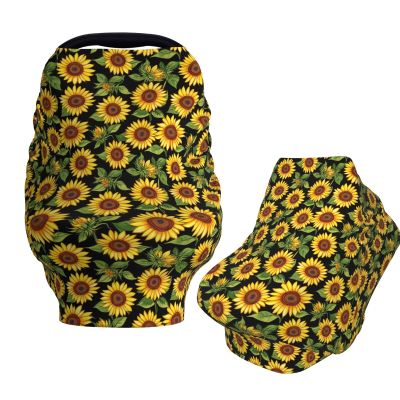 Muishi Vibrant Sunflowers Baby Car Seat Covers Carseat Canopy Soft Infant Stroller Cover Nursing Breastfeeding Covers for Girls Boys Newborn