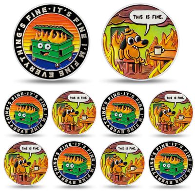 10Pcs Colorful Dumpster Fire Challenge Coin - This is Fine Mini Dumpster Fire Coin - Hilarious Funny Desk Accessories for Work - Coworker Go Away Token - Inspirational Gifts for Men Women Teacher