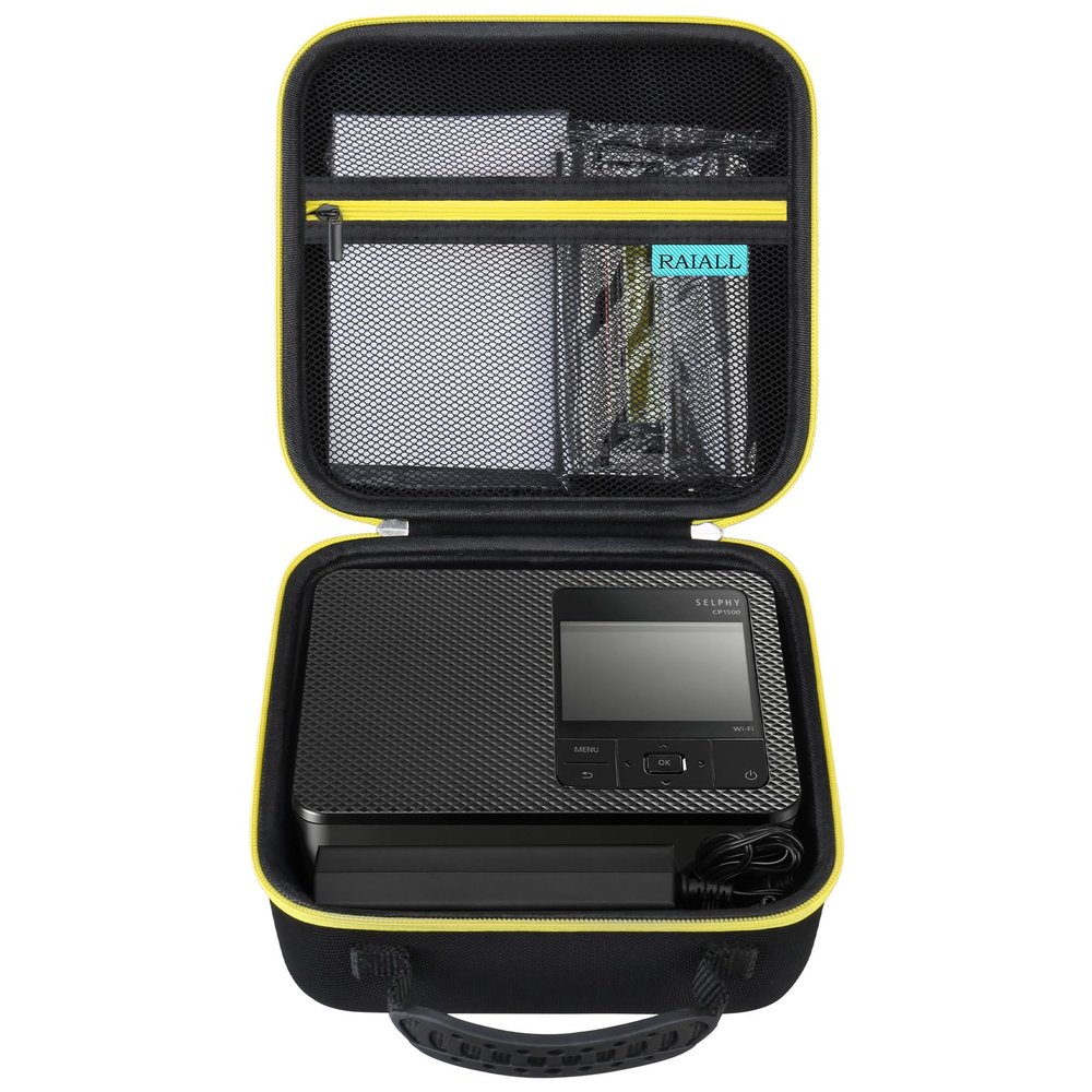 RAIALL Hard Case for Canon SELPHY CP1500/CP1300/CP1200, Shockproof Travel Case for Wireless Photo Printer and Accessories, Black 