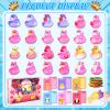 24PCS Pink Rubber Ducks with Cards and Bands - Cute Mini Ducks for Birthday Parties, Baby Showers, and Cruise Ship Fun | Assorted Designs for Kids view 2