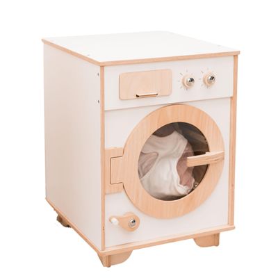 Toy Washing Machine Wooden Play Kitchen - Pretend Play Cleaning Set Washing Machine Toy for Kids - Pretend Play Toys for Toddlers Christmas Gifts for Children (Dark Walnut)