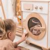 Toy Washing Machine Wooden Play Kitchen - Pretend Play Cleaning Set Washing Machine Toy for Kids - Pretend Play Toys for Toddlers Christmas Gifts for Children (Dark Walnut) view 2