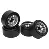 4pcs Rc Crawler Rims Universal Aluminum Alloy 1.9in Black Beadlock Wheel Rims with Hub Suit for 1:10 RC Crawler Axial SCX10 SCX10 II D90, Provides Strong Road Support (Silver) view 1