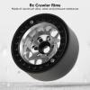 4pcs Rc Crawler Rims Universal Aluminum Alloy 1.9in Black Beadlock Wheel Rims with Hub Suit for 1:10 RC Crawler Axial SCX10 SCX10 II D90, Provides Strong Road Support (Silver) view 2