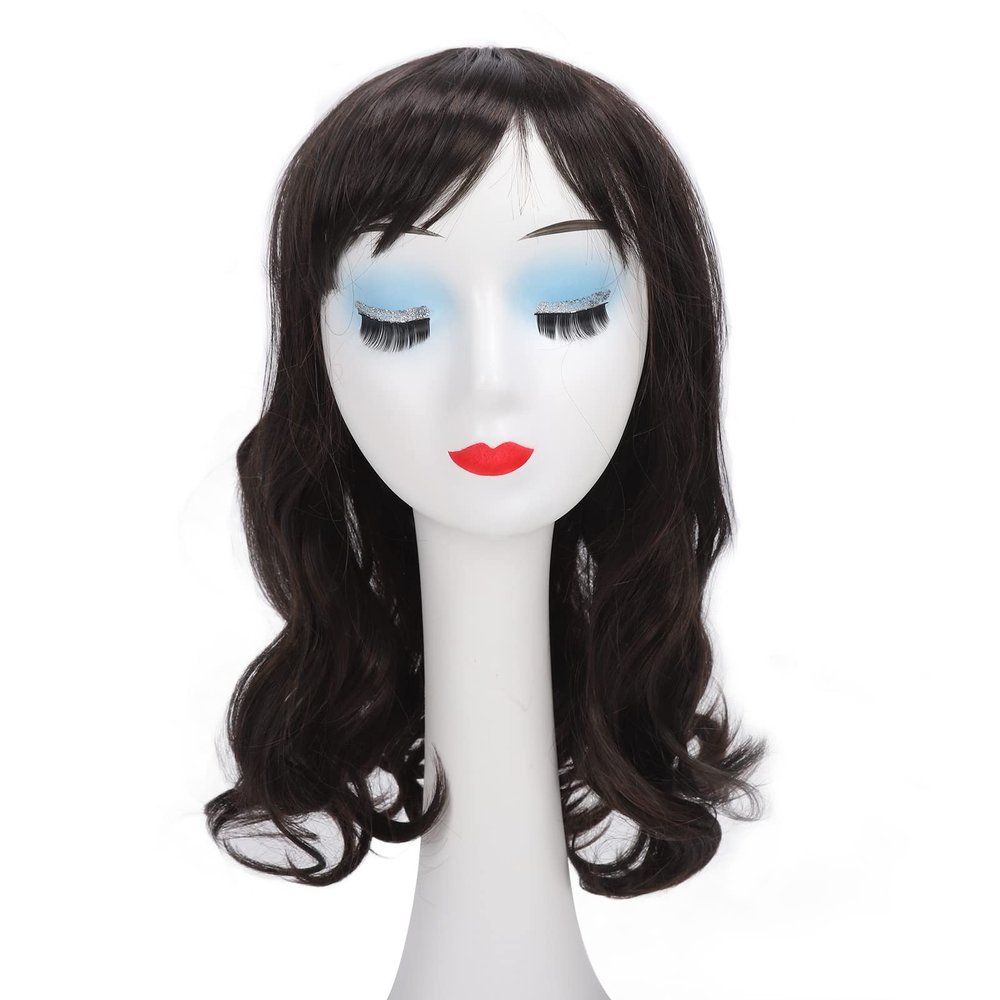 Kids Dark Brown Wig Girls Short Curly Wavy Brown Wig Child Mixed Brown Wig Cosplay Party Heat Synthetic Hair Wig, Long Curly Wig Children Heat Dark Brown
