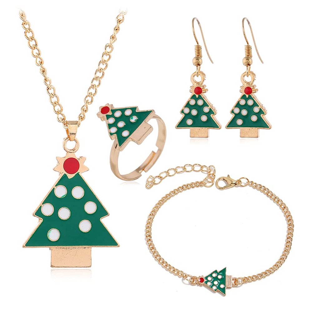 5 Pieces Lovely Christmas Moon Necklace Earring Holiday Stocking Stuffers Jewelry Present For Girls