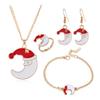 5 Pieces Lovely Christmas Moon Necklace Earring Holiday Stocking Stuffers Jewelry Present For Girls view 3