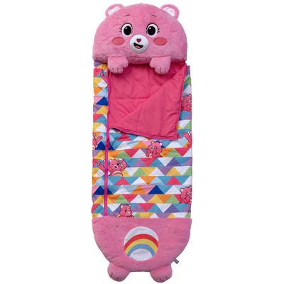 Happy Nappers: Care Bears Sleep Sack Large - Cheer Bear - 66 x 30, 2-in-1: Plush Character Opens Into Sleeping Bag, Soft Nap & Play Animal, Kids 3+