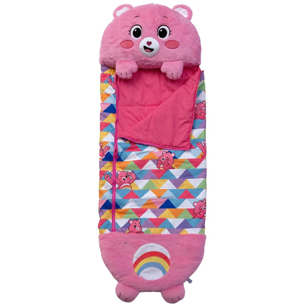 Happy Nappers: Care Bears Sleep Sack Large - Cheer Bear - 66 x 30, 2-in-1: Plush Character Opens Into Sleeping Bag, Soft Nap & Play Animal, Kids 3+