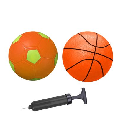ABAJI Mini 2 Pack Toy 5 inch Basketball Soccer Ball Pump Needle Rubber Material Mini Hoop Toddlers Kids Teenagers Swimming Pool Indoors Outdoors