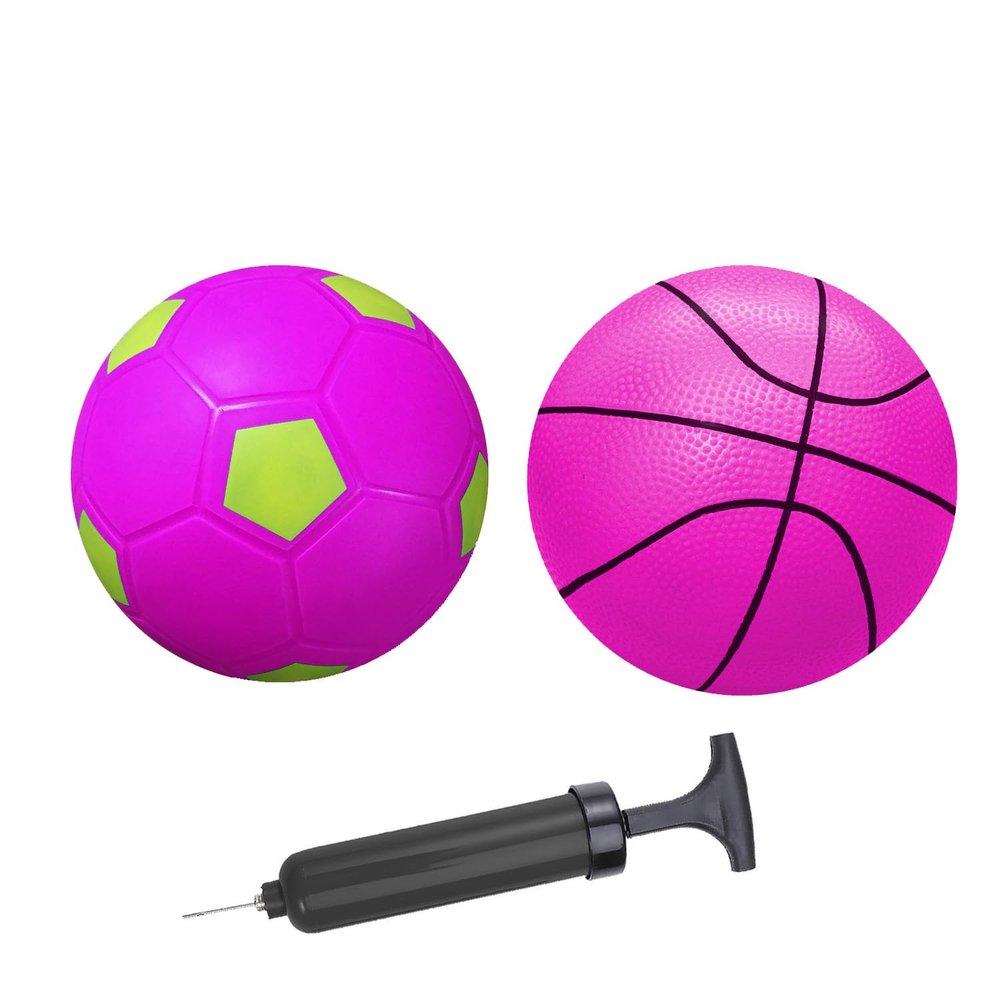 ABAJI Mini 2 Pack Toy 5 inch Basketball Soccer Ball Pump Needle Rubber Material Mini Hoop Toddlers Kids Teenagers Swimming Pool Indoors Outdoors