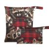 Msyxl 2pcs Wet Dry Bag for Baby Cloth Diapers, Waterproof Reusable Christmas Raccoons Wet Bag with Two Zippered Pockets Washable Pool Gym Travel Bag for Clothes view 1