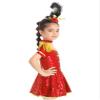 ACSUSS Christmas Party Costume for Girl Circus Cosplay Dress Short Sleeve Shiny Sequin Skirt Dance Leotard Red 14 Years view 4