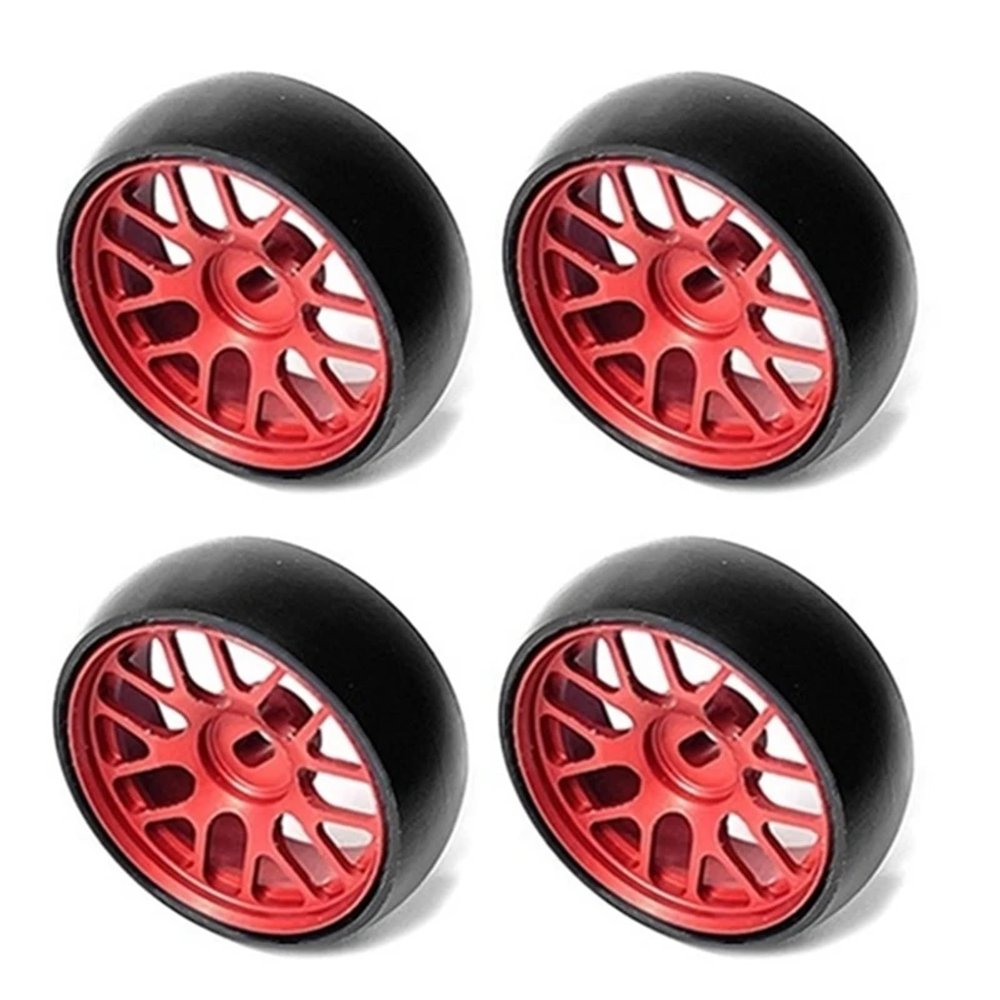 26.5Mm Hard Drift Metal Wheel Rim Tyres for Wltoys 284131 K969 K979 K989 Kyosho Mini-Z 1/28 RC Car Parts,Yellow(Red)