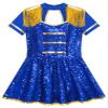 ACSUSS Christmas Party Costume for Girl Circus Cosplay Dress Short Sleeve Shiny Sequin Skirt Dance Leotard Royal Blue 16 Years view 3
