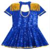 ACSUSS Christmas Party Costume for Girl Circus Cosplay Dress Short Sleeve Shiny Sequin Skirt Dance Leotard Royal Blue 16 Years view 4