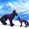 2pcs 3D Printed Wolf, Articulated Black and Purple Wolf, Mother and Child Wolf Animal Toy, Fidget ADHD Autism Toy W001-BPU view 4