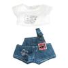 niannyyhouse 10cm Doll Clothes Denim Overalls T-Shirt Overalls Set Plush Stuffed Dolls Dressup (Blue) view 1
