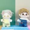 niannyyhouse 10cm Doll Clothes Denim Overalls T-Shirt Overalls Set Plush Stuffed Dolls Dressup (Blue) view 2
