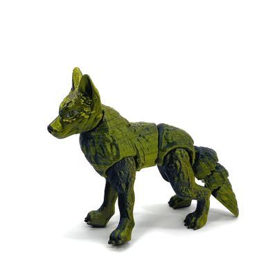 3D Printed Wolf, Articulated Wolf, Dual Color Articulated Wolf Animal Toy, Fidget ADHD Autism Toy W001 (Black & Dark Gold)