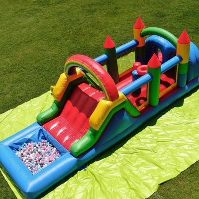 25FT Commercial Grade Bounce House for Big Kids 8-12 with Wet Dry Pool, 100% PVC Inflatable Obstacle Course Bounce House with Blower, 6 in1 Large Bounce House with Slide