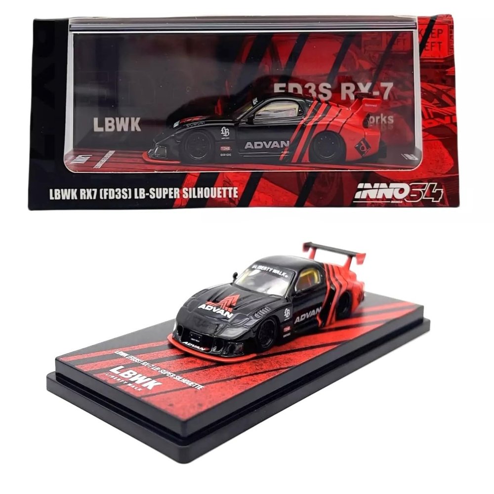 1:64 Scale Diecast Model Car Compatible with LBWK Mazda RX7 FD3S LB-Super Silhouette ADVAN Limited Edition by Inno64 IN64-LBWK-RX7-05