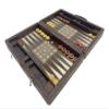 18-inch Premium Leather Backgammon Set for Adults, Crocodile Pattern Faux Leather Covering Vintage Board Game Bag Xmas Gift Ideas for Dad, Husband, Anniversary view 1