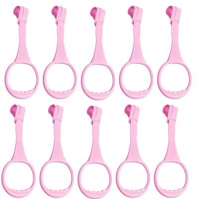 10pcs Walk Assistant Plastic Baby Crib Pull Rings for Baby Pull Up Rings Cot Hanging for Infant Toddler Practice Tool (Pink 10pcs)