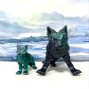2pcs 3D Printed Wolf, Black and Green Gold Articulated Wolf, Mother and Child Wolf Animal Toy, Fidget ADHD Autism Toy W001-BG view 3