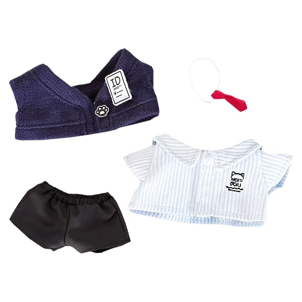 niannyyhouse 10cm 20cm Plush Doll Clothes Striped Shirt Tie Vest Pants Campus Set Stuffed Dolls Dressup (Dark Blue, 10cm)