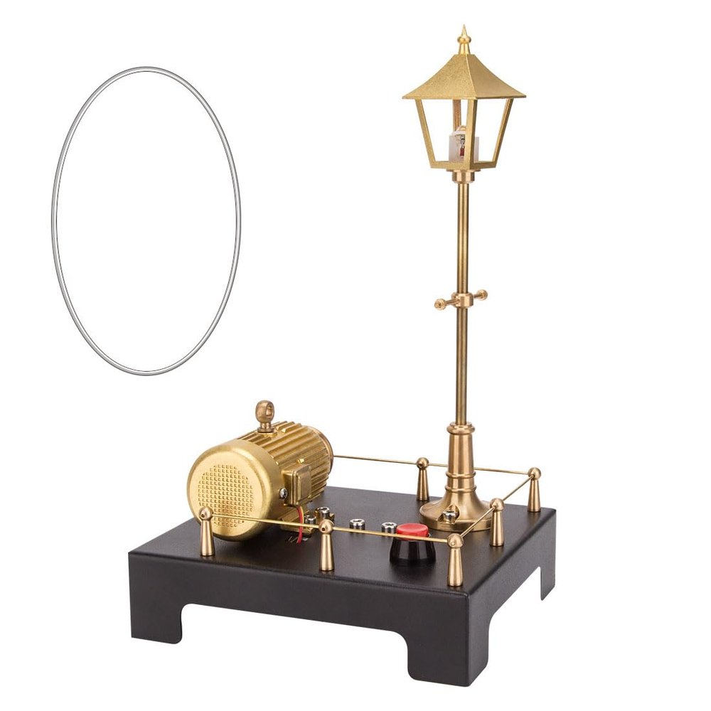 ConGamefun Retrol Mini Steam Generator and Lamp Scene Model Set,DIY Steam Beam Engine Model Accessories Kit, Physical Science Experiment Education