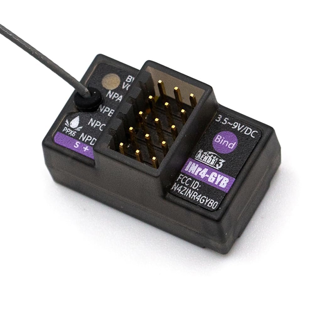 GoolRC Flysky INr4-GYB Receiver, 2.4GHz 4 Channels AFHDS 3 Receiver Single Antenna PWM/PPM/i-BUS2/S.Bus/i-Bus Data Output Compatible with Flysky Noble NB4+ NB4 Pro+ RC Transmitter for RC Car Boat