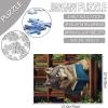 1000 Piece Jigsaw Puzzles for Adults Grey Wolf Jigsaw Puzzle Reading Books 1000 Pieces Puzzles for Challenging Family Activity Game Wolf Wearing Glasses Wall Decor Library DIY Puzzle Gifts view 2