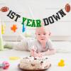 1St Year Down Football Party Decorations Pre-Strung 1st Year Down Banner, Fantasy Football 1St Birthday Hanging Decorations Football Theme One Birthday Decoration view 3