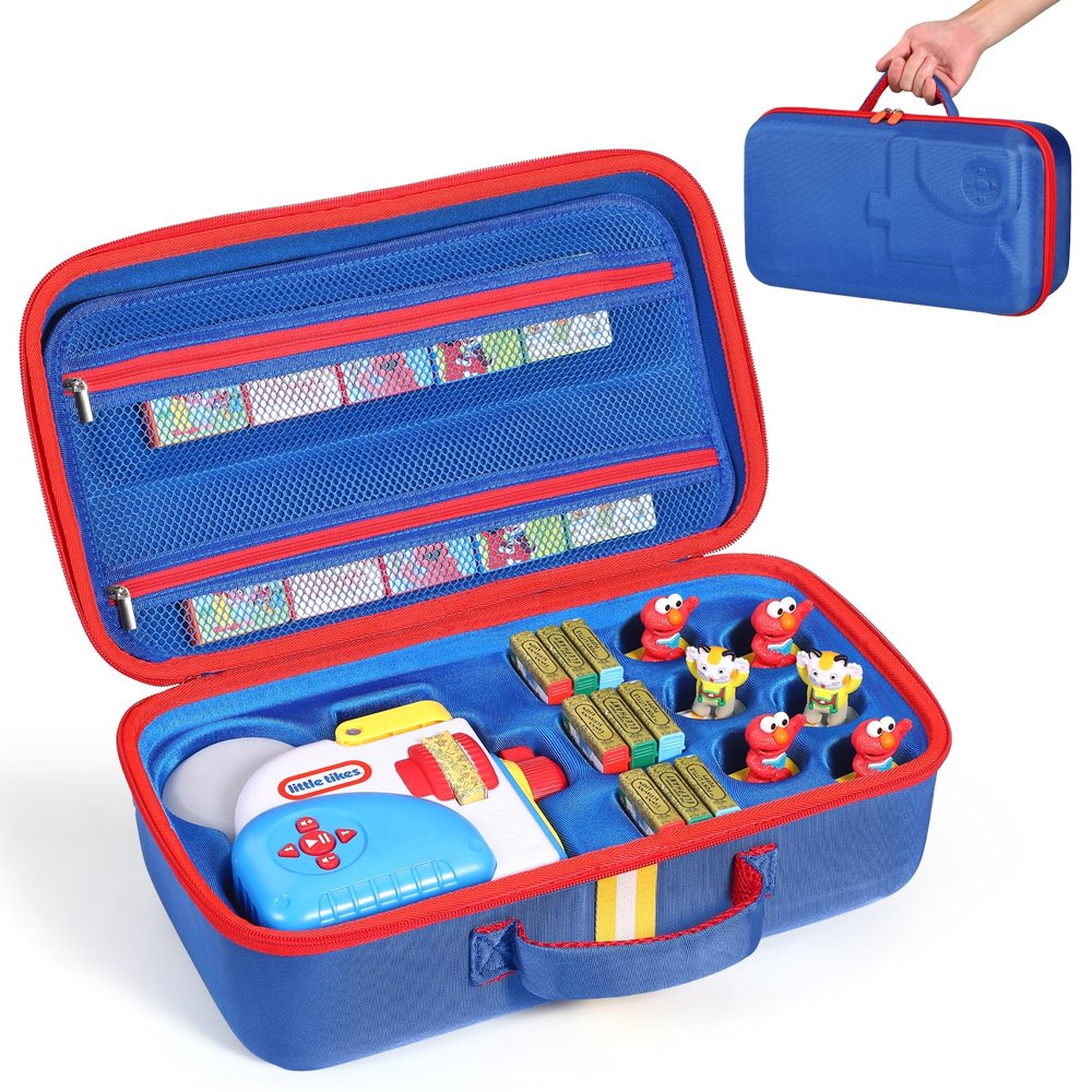 Hard Carrying Case Fits for Little Tikes Story Dream Machine Books Starter Set, Large Protective Travel Container Case for Storytime Audio Play Real for Littles Character Collection, Blue (Box Only)