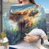 Belidome Cute Highland Cow Car Seat Canopy Cover, Stretch Breathable Nursing Breastfeeding Scarf Soft view 2