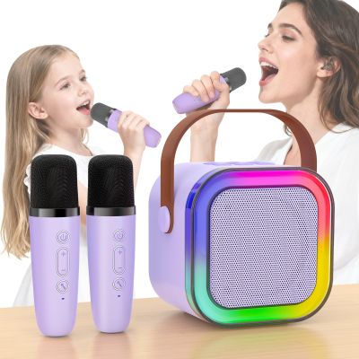 Mini Karaoke Machine for Kids, Haomuren Portable Speaker with 2 Wireless Microphones, Christmas Birthday Gifts Girl Singing Karaoke Machine for 3-12+ Year Old, 2025 Karaoke Gifts for Girls (Purple)